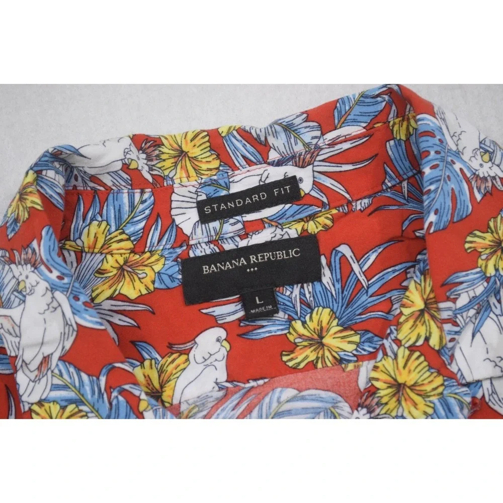 Banana Republic Floral Button Up‎ Standard Fit Short Sleeve Viscose Mens Large